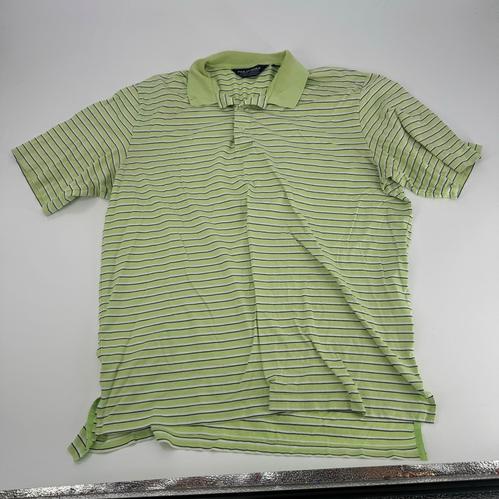 Polo Golf Ralph Lauren Striped Polo Shirt Men's Large Green Short Sleeve Casual